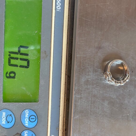 VTG Ritani Solid Sterling Silver 925 CZ Halo Tapered Band Ring Size 5 - Picture 10 of 11